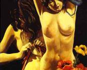 弗朗西斯 皮卡比亚 : Two Women with Poppies